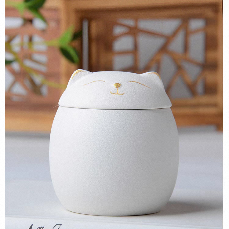 White Ceramic cat urn