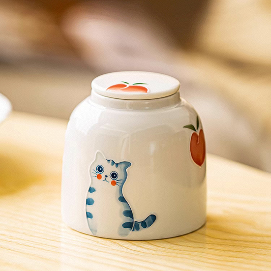 Small Hand-painted cat sealed ceramic pet urn